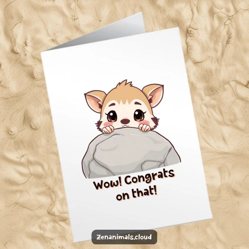Funny Free Printable Congratulations Card: a curious animal peeking with surprise, a humorous representation of unexpected success and achievement.