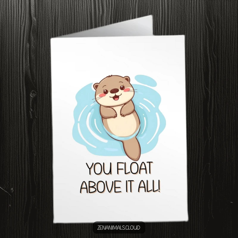Funny Free Printable Congratulations Card showing a happy otter floating contentedly on its back in water.