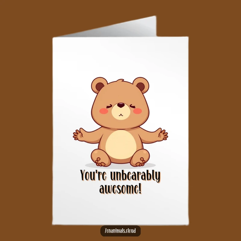Free Printable Congrats Card: Determined Yoga Bear - Achieve!