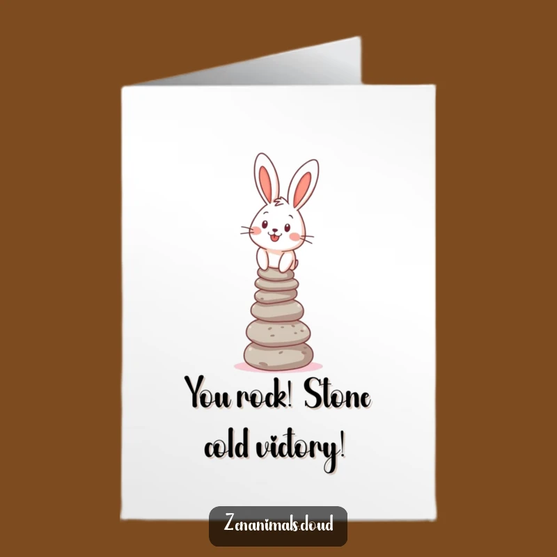 Free Printable Bunny Congratulations Card: Pebble Stacker Downloadable for Balanced Success