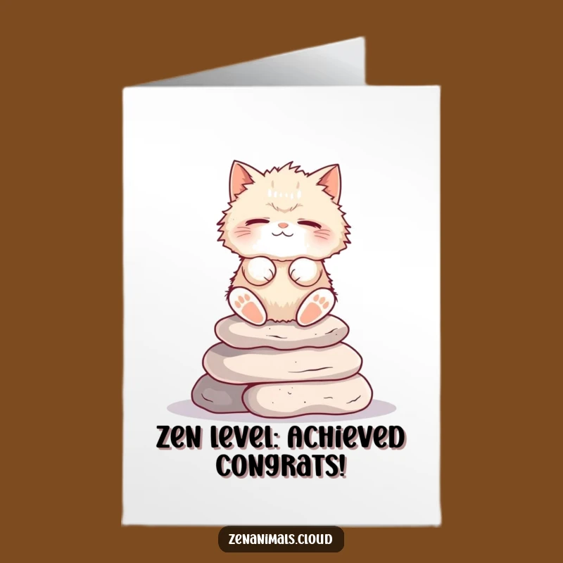 Free Printable Funny Cat Congratulations Card: Zen Cat's Best Wishes Downloadable