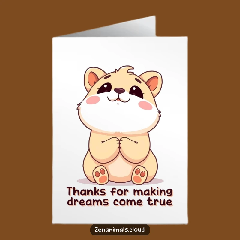 Free Printable Dreamy Thank You Card: Content Animal Downloadable Gift for Sweet Thanks