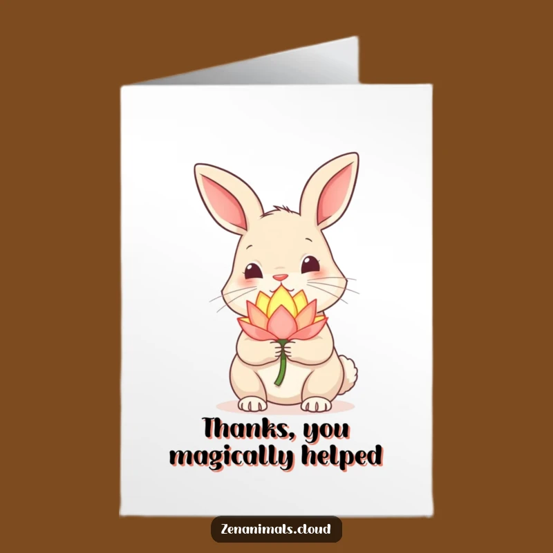 Free Printable Funny Rabbit Thank You Card: Lotus Light Gratitude Downloadable