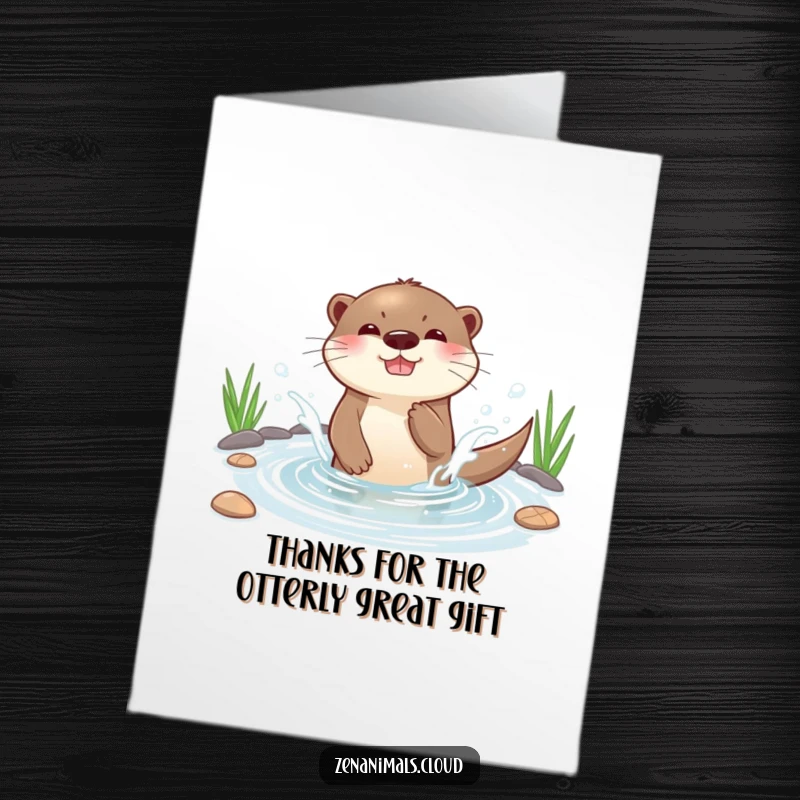 Funny Free Printable Thank You Card: Otter gleefully splashing water in a pond, sending thanks.