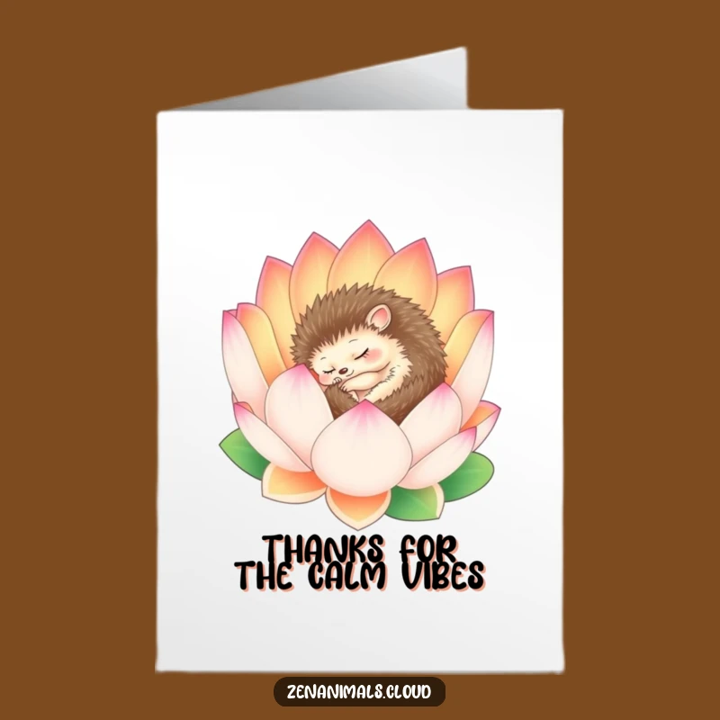 Free Printable Sleepy Hedgehog Lotus Thank You Card: Gentle Downloadable Gift for Gratitude!