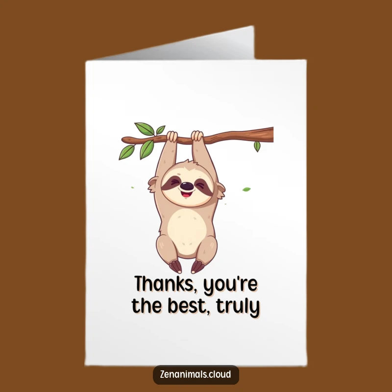Free Printable Sloth Thank You Card: Funny Amused Hanging Downloadable Gift