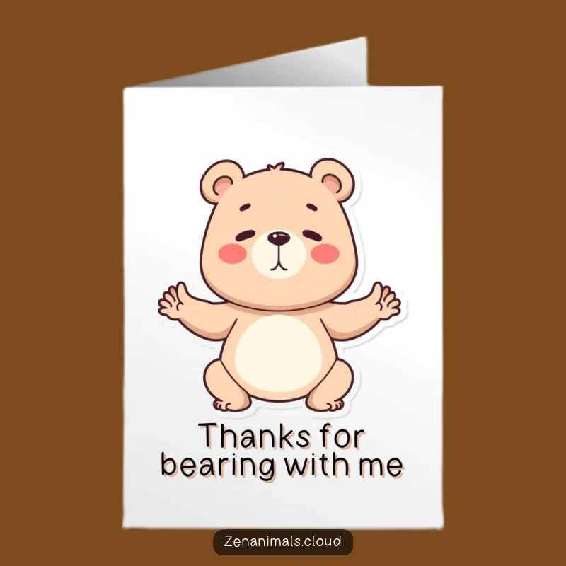 Free Printable Thank You Bear Yoga Card: Yogi Downloadable for Grateful Strength