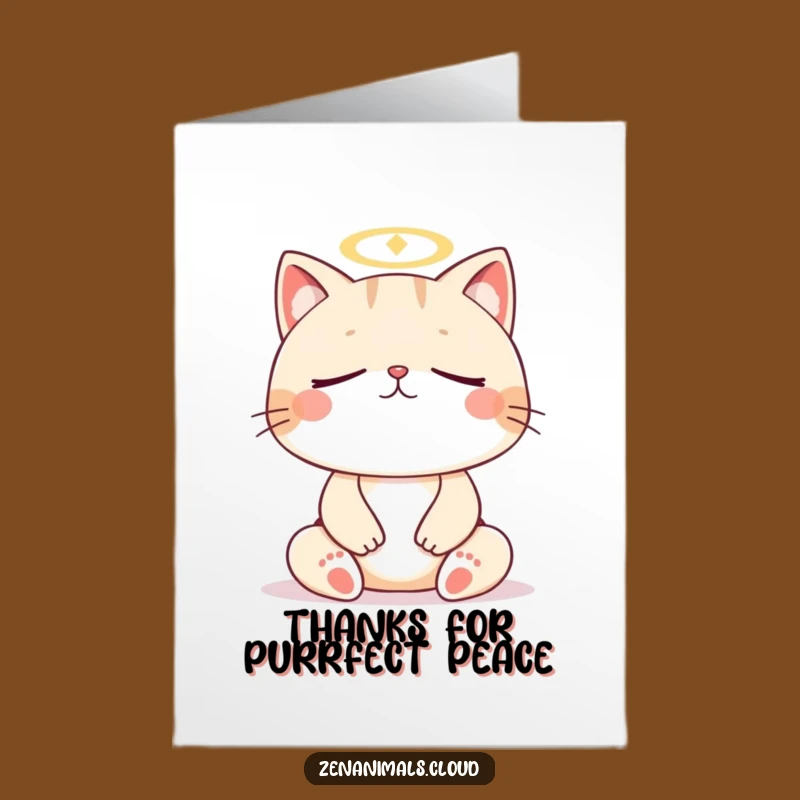 Free Printable Thank You Card: Meditating Cat Halo - Calm Downloadable Gift