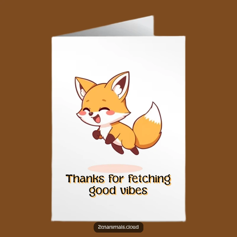 Free Printable Thank You Fox Card: Giggling Chase Downloadable for Playful Gratitude