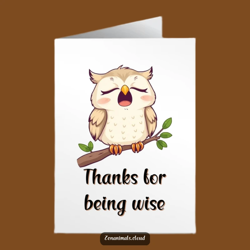 Free Printable Thank You Owl Card: Sleepy Yawn Downloadable for Grateful Rest