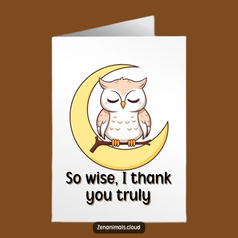 Free Printable Thank You Card: Owl's Moon Calm, Downloadable Gratitude Humor