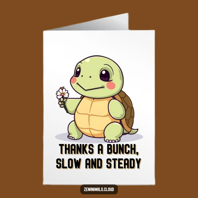 Free Printable Thank You Card: Wise Turtle Flower, Funny Downloadable Gift