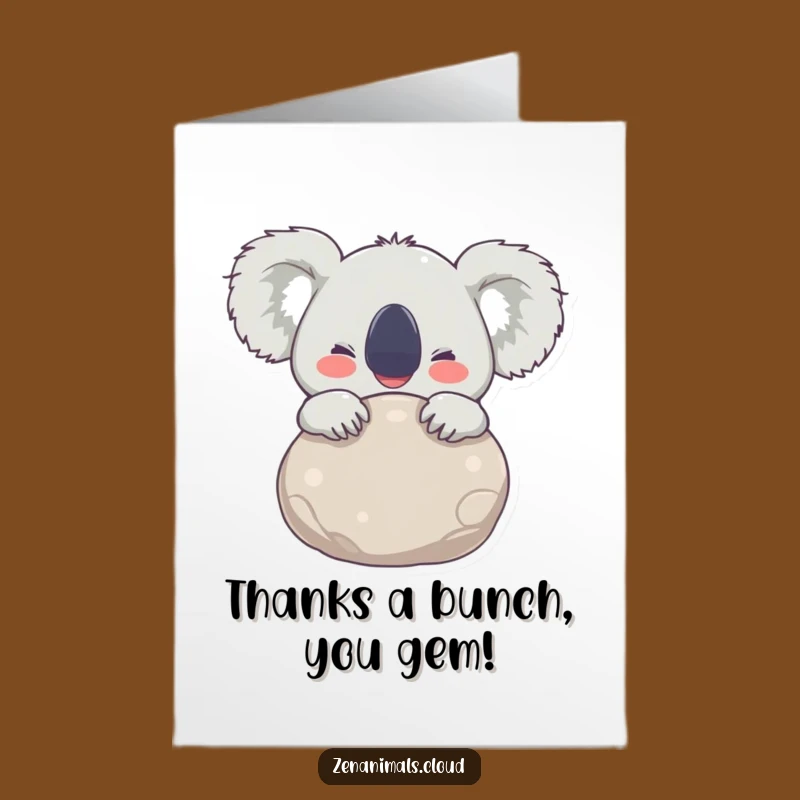 Free Printable Thank You Card: Koala's Stone Love, Downloadable Gratitude