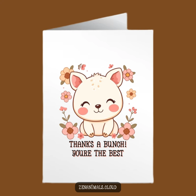 Free Printable Thank You Card: Happy Animal Smiles - Sweet Floral Downloadable Gift