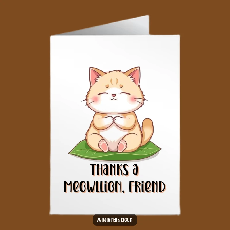 Free Printable Thank You Cat Card: Fluffy Meditator Downloadable for Grateful Purrs