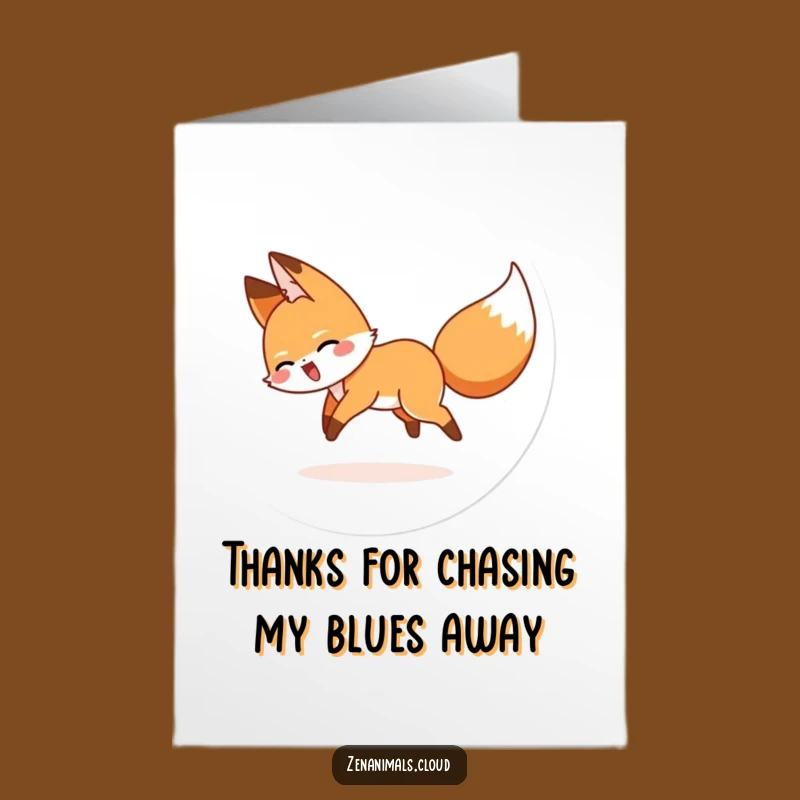 Free Printable Thank You Card: Giggling Fox Circle Chase Funny Gratitude Downloadable