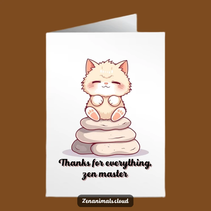 Free Printable Funny Cat Thank You Card: Grateful Zen Cat Downloadable
