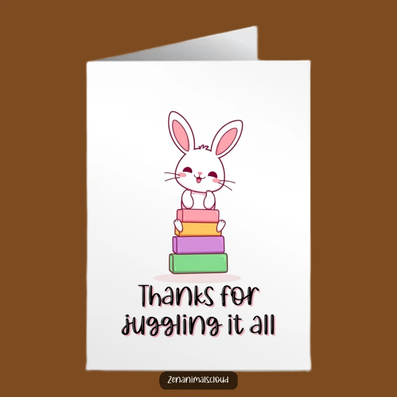 Free Printable Thank You Card: Bunny's Balancing Gratitude Downloadable Gift