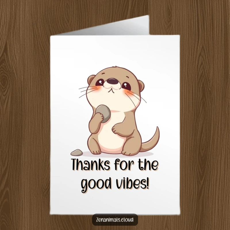 Funny Free Printable Thank You Card: Otter balances pebble on its nose, a cute way to express thanks.