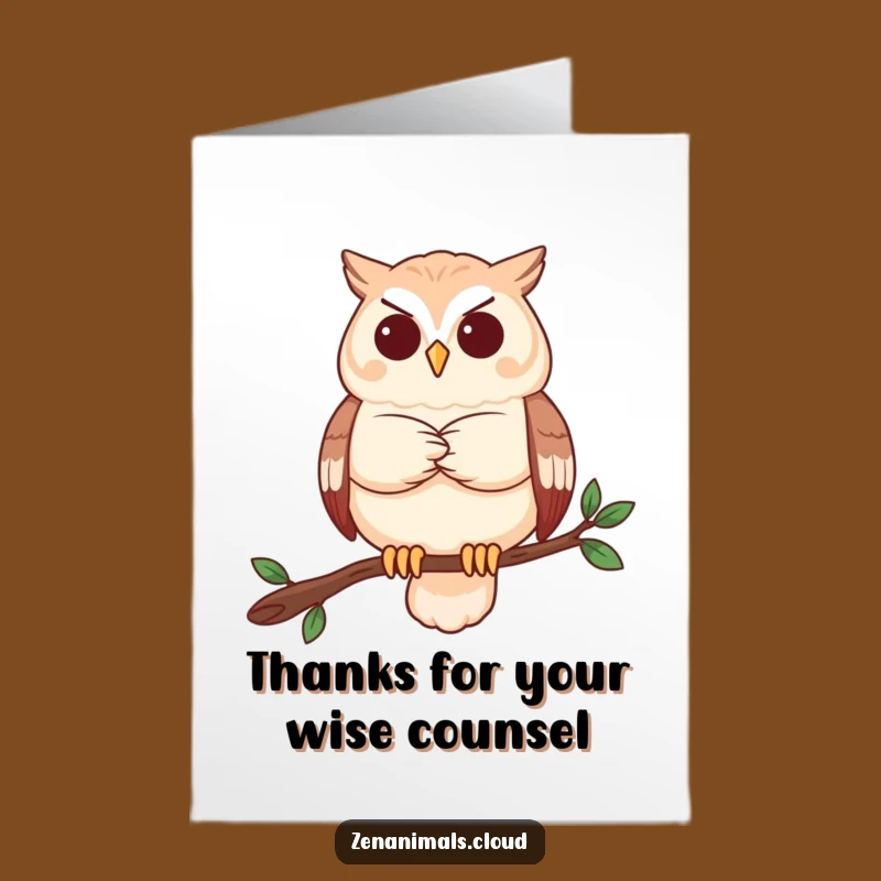 Free Printable Thank You Card: Owl's Contemplative Thanks Downloadable Gift