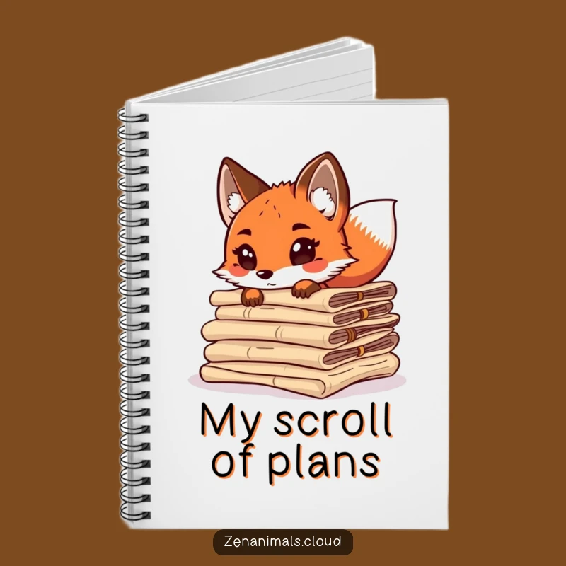 Funny Curious Fox Notebook - Journal with Scroll Fox Tail Wagging Design
