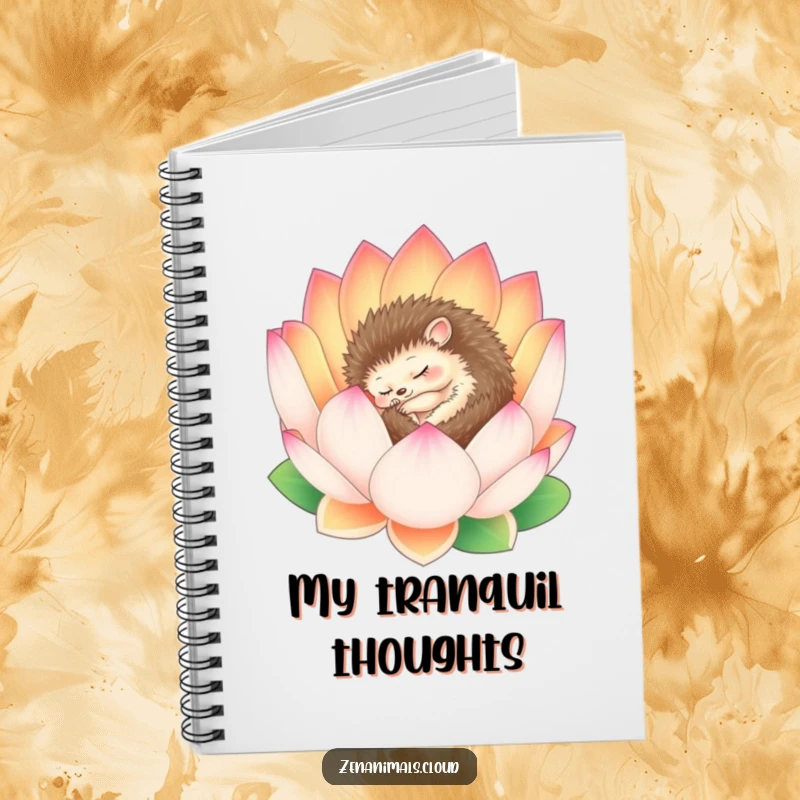 Funny Hedgehog Notebook: A sleepy hedgehog rests peacefully in a lotus, inspiring calm thoughts and serene journaling.