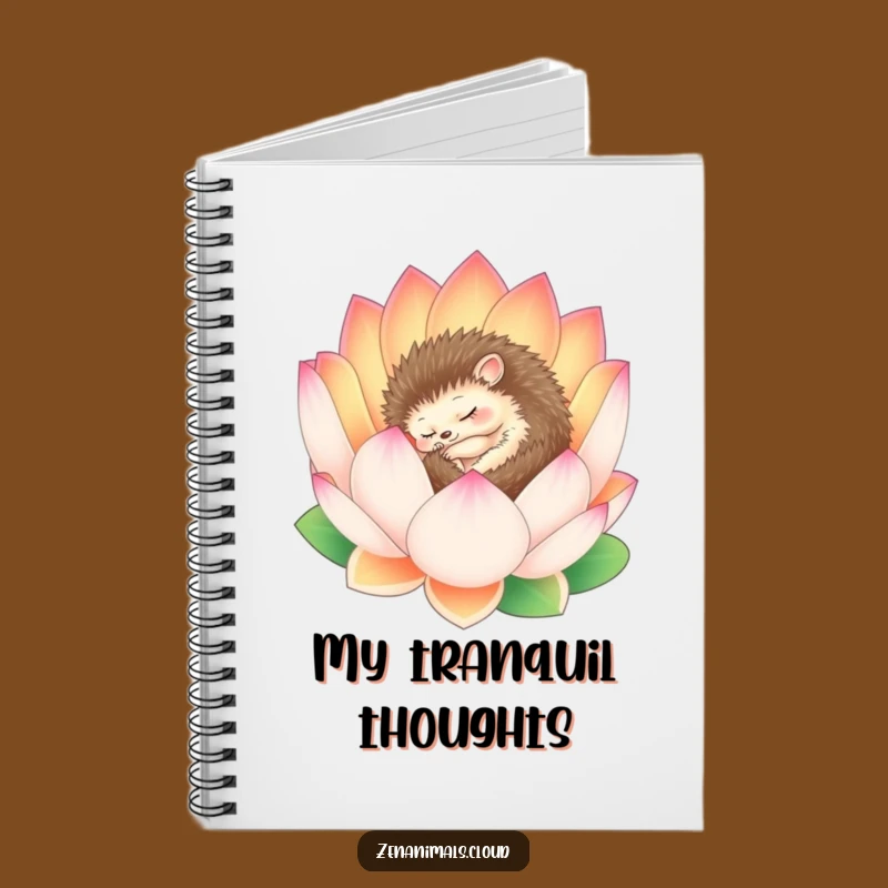 Funny Sleepy Hedgehog Lotus Journal - Serene Thoughts & Peaceful Notes