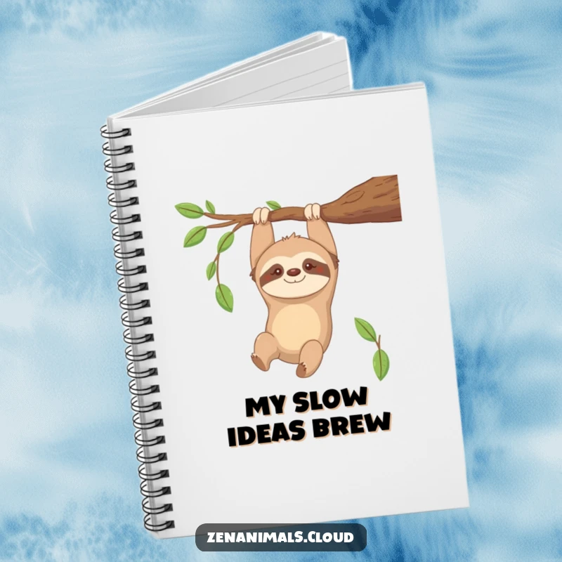 Funny Sloth Notebook: Contented sloth hanging upside down from a branch, smiling gently, a humorous journal.