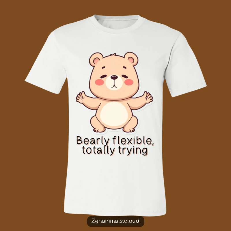 Funny Bear Yoga T-Shirt: Determined Yogi Pose, Hilarious Gift for Exercisers