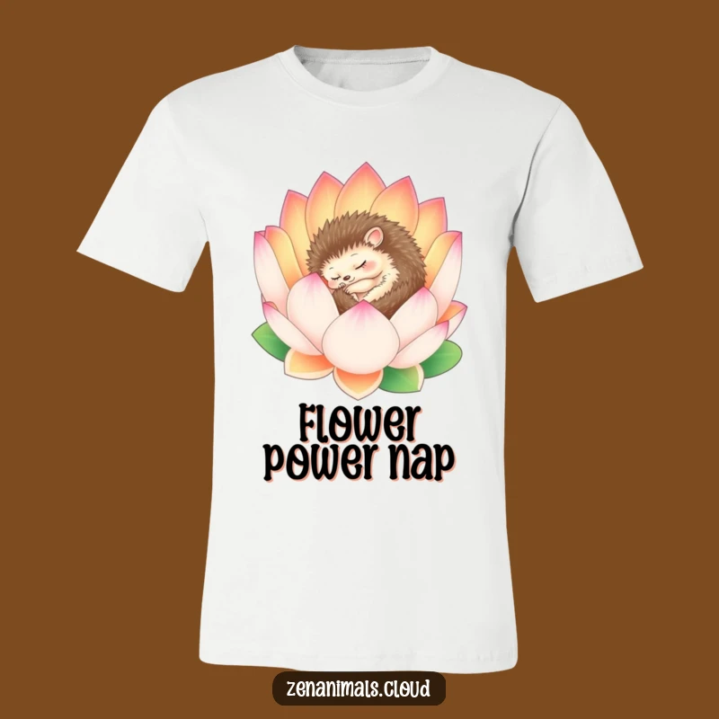 Funny Sleepy Hedgehog Lotus T-Shirt - Serene & Peaceful Animal Tee