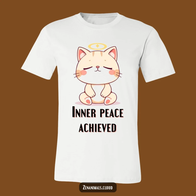 Funny Cat Meditation T-Shirt: Contented Feline Zen Tee for Peaceful Cat Lovers