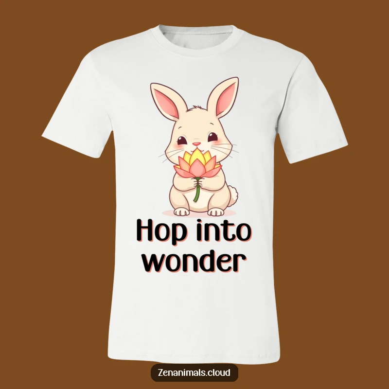 Funny Curious Rabbit T-Shirt: Enchanting Lotus Design for Whimsical Souls