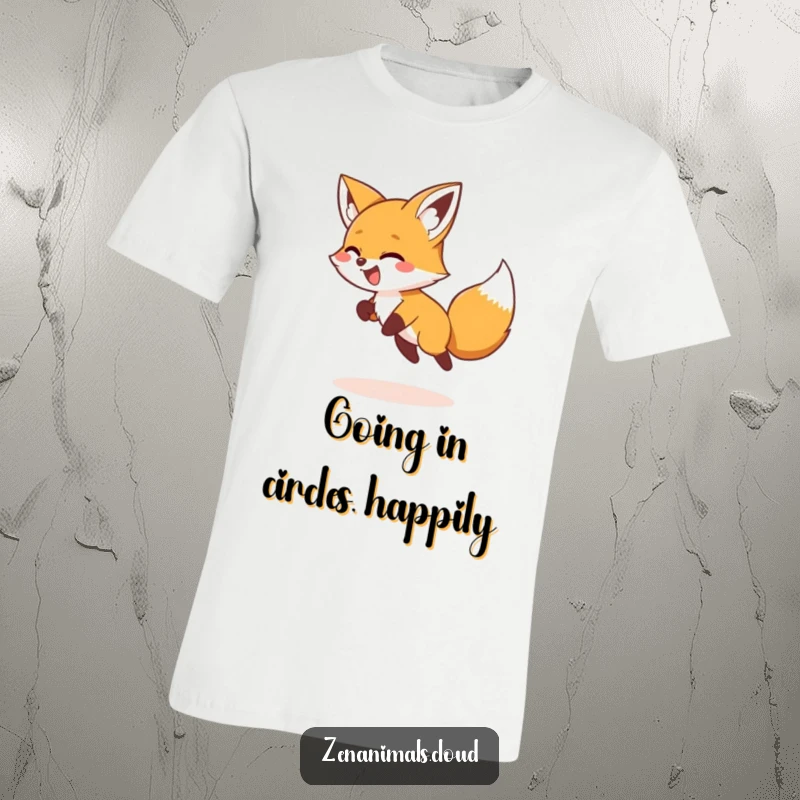 Funny T-Shirt depicting a giggling fox caught in a funny loop, chasing its tail with gleeful abandon.