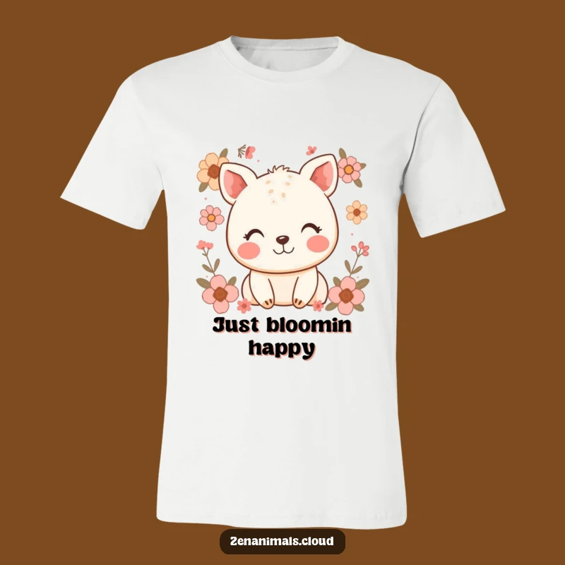 Funny Happy Animal Tee: Wear Your Gentle Smile with Floral Charm
