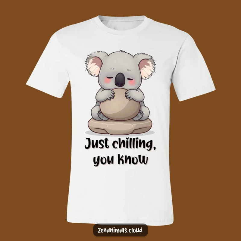 Funny Koala Zen T-Shirt: Calm Hugging Meditation Stone Tee, Hilarious Gift
