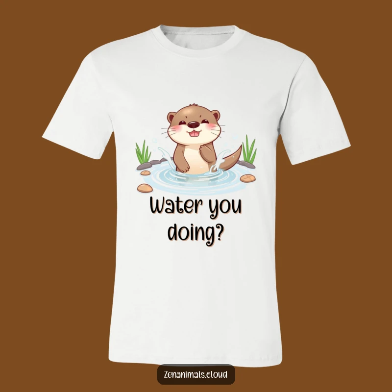 Funny Otter Splashing T-Shirt - Playful Water Otter Tee