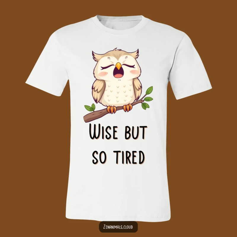 Funny Sleepy Owl T-Shirt: Wide Yawn on Branch, Hilarious Gift