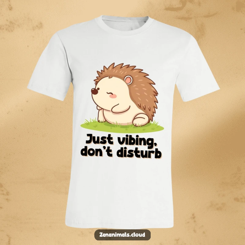 Funny t-shirt depicting a delighted hedgehog rolling on its back, showcasing a moment of pure, unadulterated happiness.