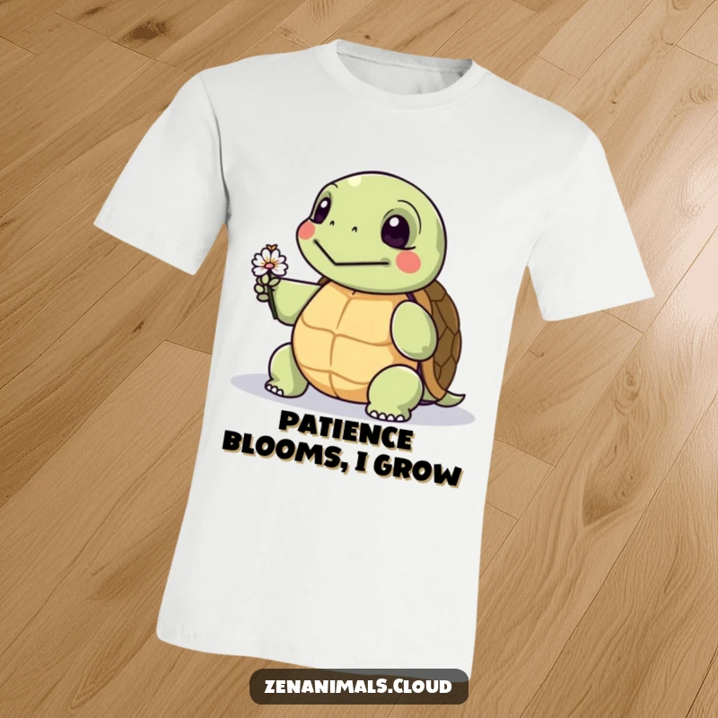 Funny t-shirt showcasing a wise turtle extending a small, sweet flower, perfect for humorous and kind-hearted individuals.