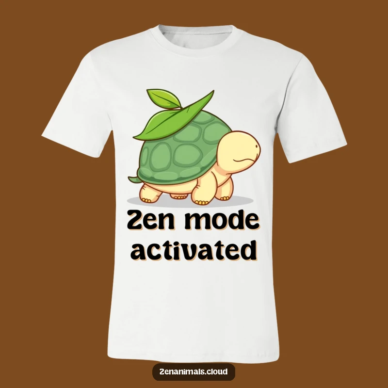 Funny Turtle T-Shirt: Calm Leaf-Wearing Reptile Walking Hilarious Graphic Tee