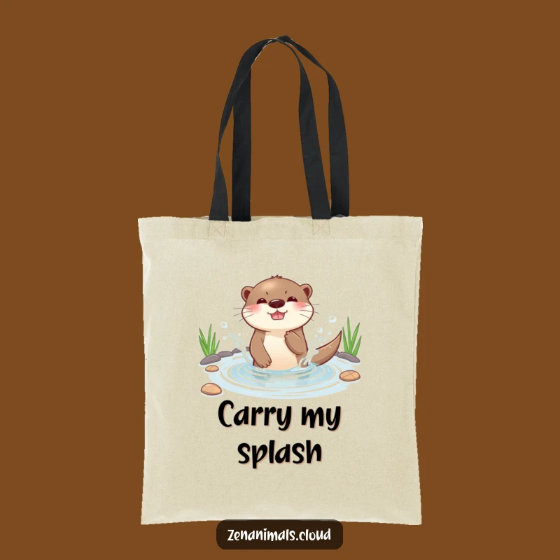 Funny Otter Splashing Tote Bag - Playful Water Otter Carry-All
