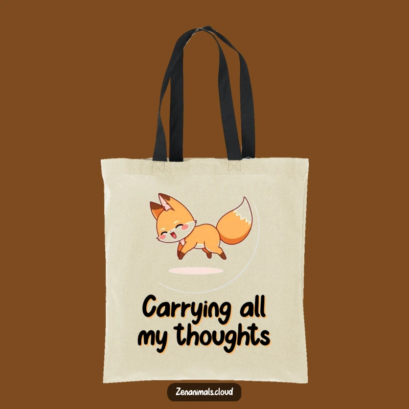 Funny Giggling Fox Tail Chase Tote Bag - Stylish & Comical Carry-all, Perfect Funny Gift