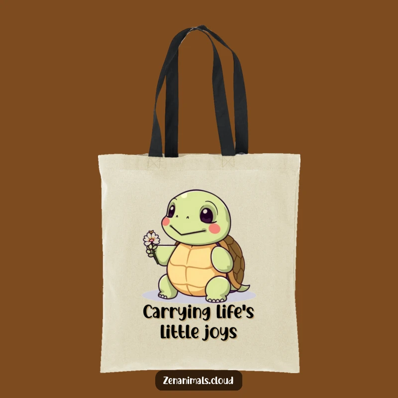 Tote Bag: Funny Wise Turtle with Tiny Flower, Your Go-To Funny Gift!