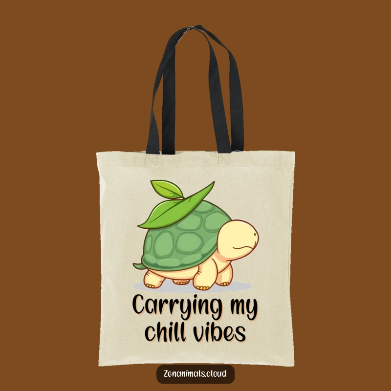 Funny Turtle Tote Bag: Carry Your Essentials With This Calm Leafy Friend