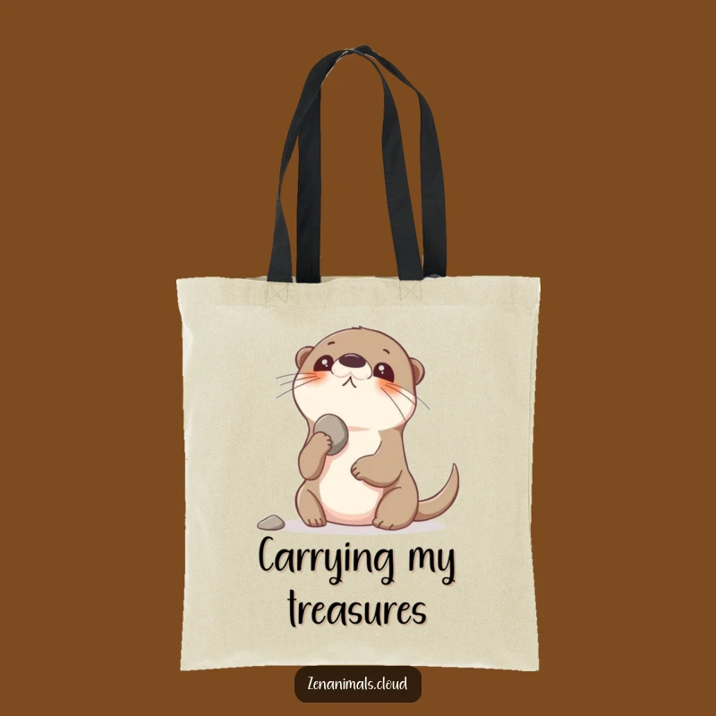 Funny Otter Balancing Pebble Tote Bag - Humorous Carry-all for Playful Errands