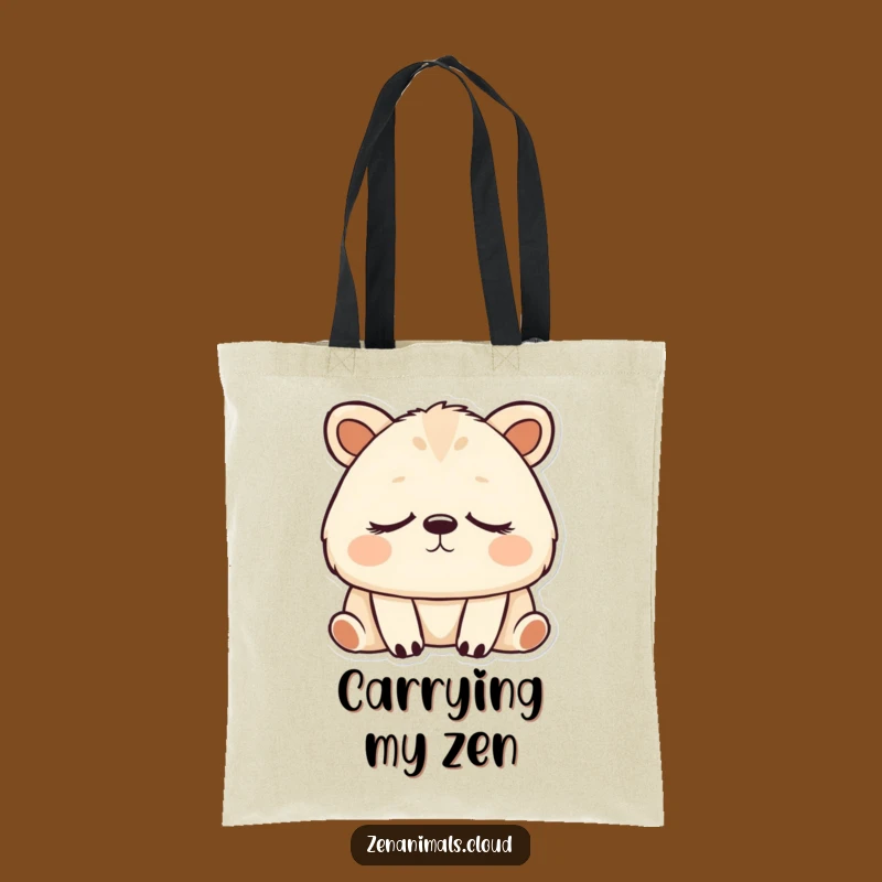 Funny Peaceful Animal Zen Tote Bag - Stylish Deep Breathing Carry-All for Calm Errands