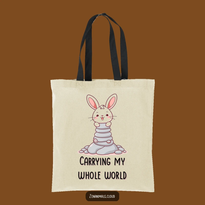 Funny Bunny Balance Tote Bag - Cheerful Pebble Stacker Carry-All