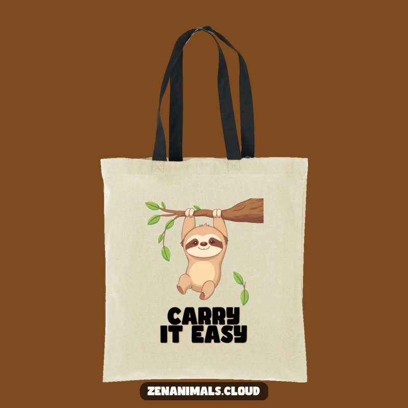 Funny Contented Sloth Tote Bag: Carry Your Calm with Slow Style