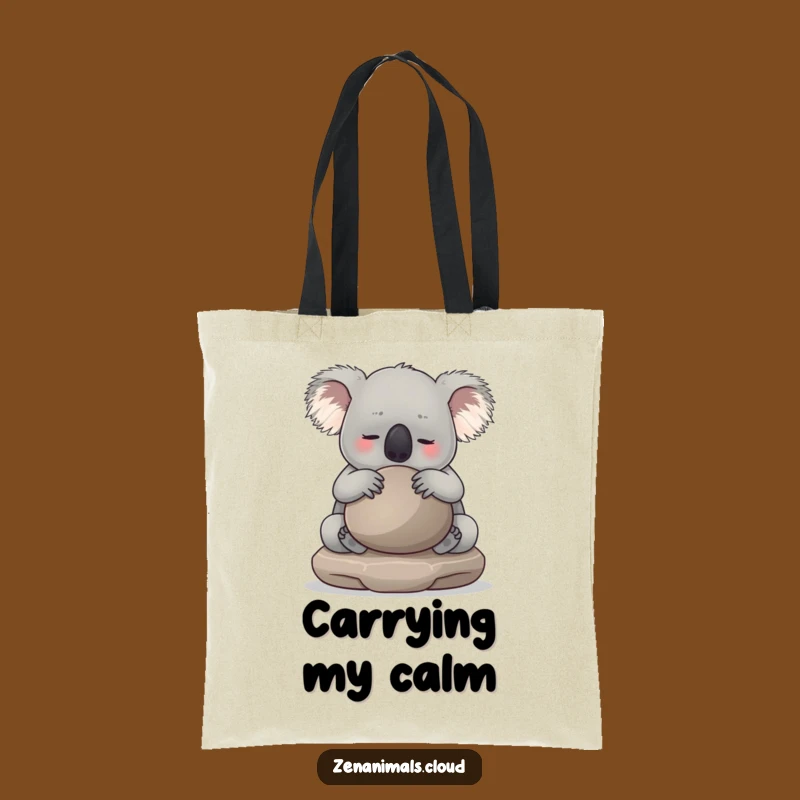 Funny Koala Tote Bag: Zen Hugging Meditation Stone Canvas Bag, Practical Gift