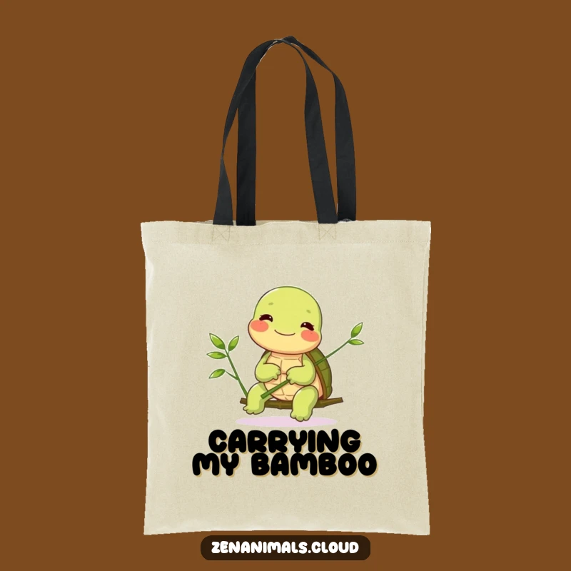 Funny Turtle Bamboo Tote Bag: Carry Your Essentials with Gentle Joy
